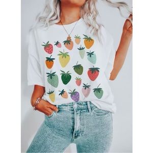 NWOT! Multicolor strawberry tee